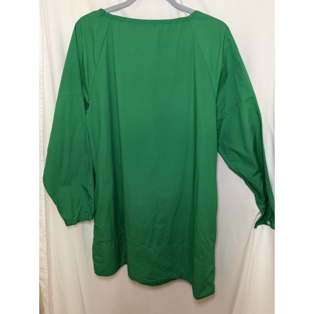 Banana Republic M Tie Neck Poplin Mini Dress Green Relaxed Body And Sleeves - Picture 3 of 7